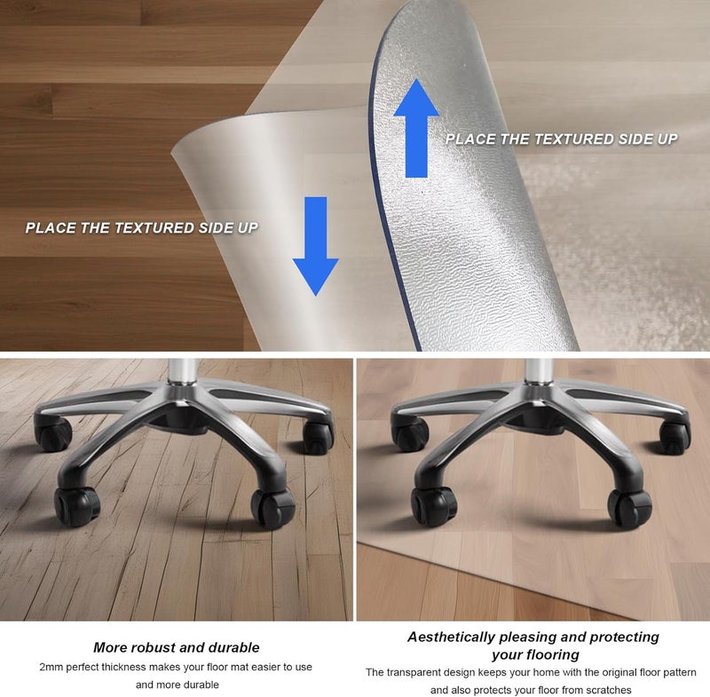 Azadx Chair Mat for Hardwood 60"x 48" Large Office Chair Mat for Hardwood Floors Protector Mat for Office Chair Easy Glide Rolling Plastic Clear Desk Computer Chair Mats for Home Offices - Image 5